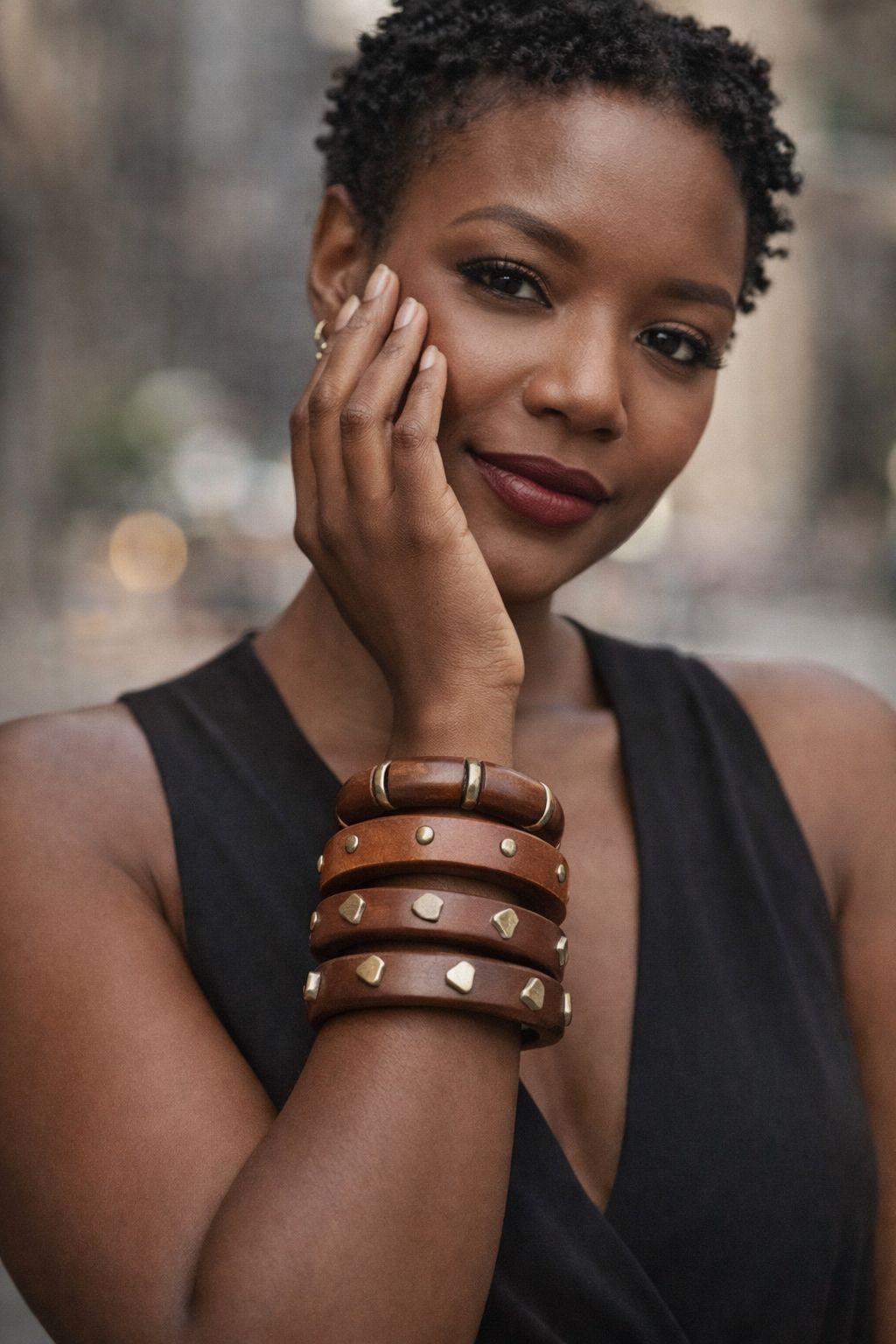 5-PIECE SET Designer Wooden Braclets