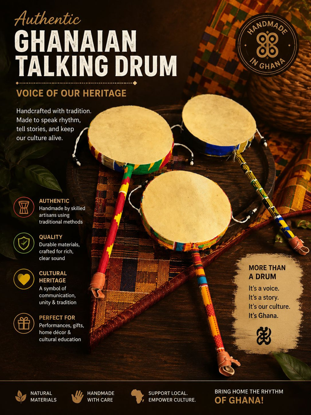 Ghanian Kente Tic Toc Drum X 03