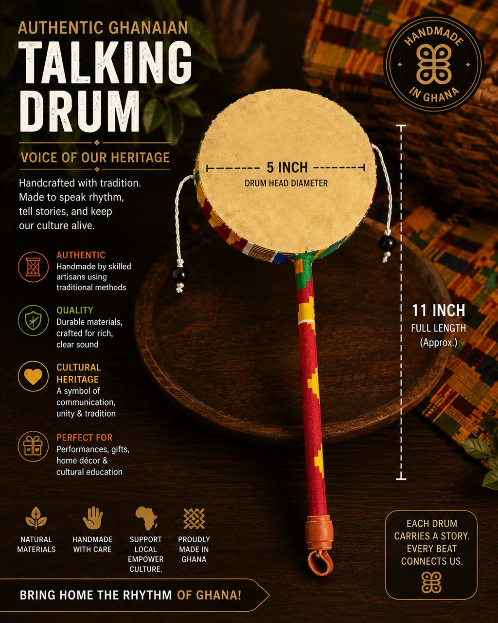 Ghanian Kente Tic Toc Drum X 03
