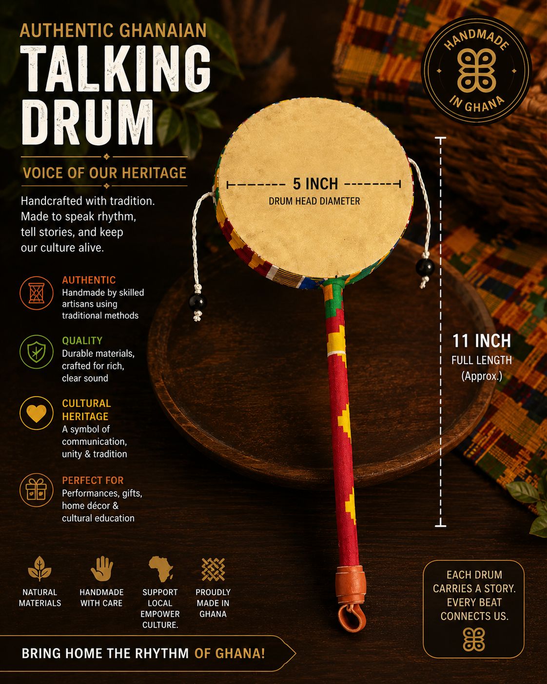 Ghanian Kente Tic Toc Drum X 03
