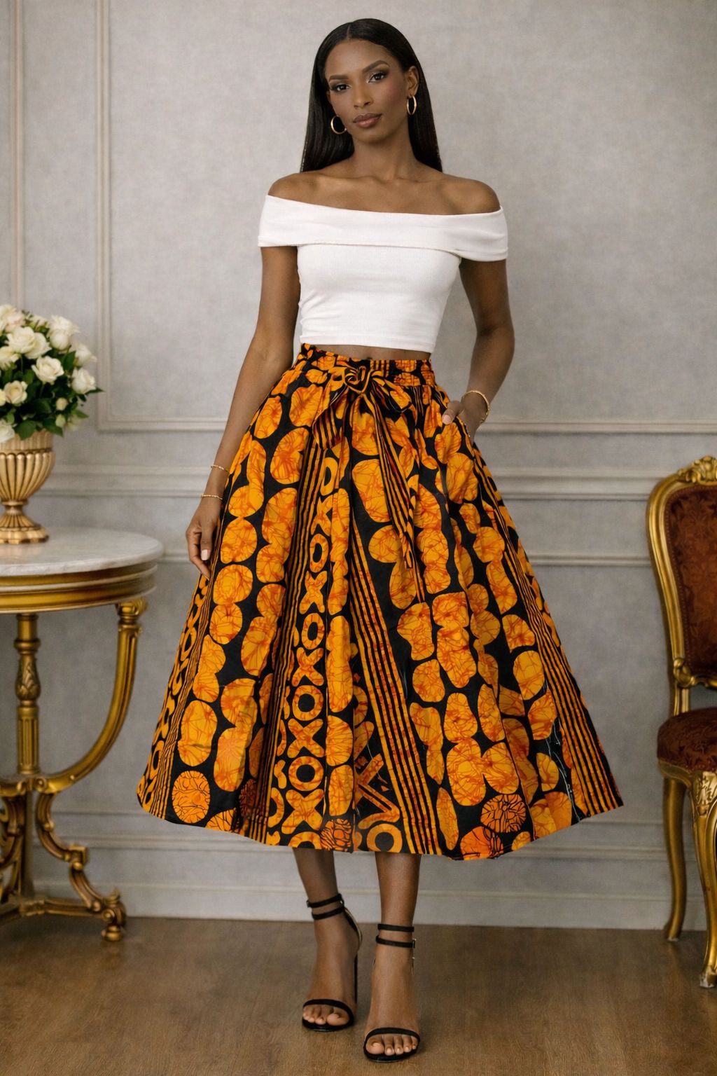 Midi Length Ankara Skirt
