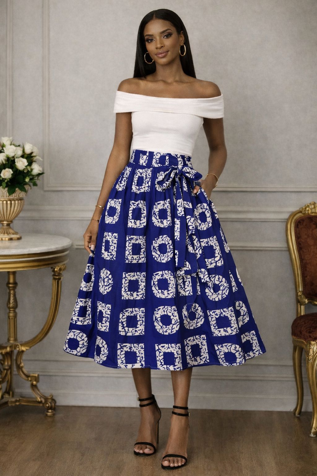 Midi Length Ankara Skirt