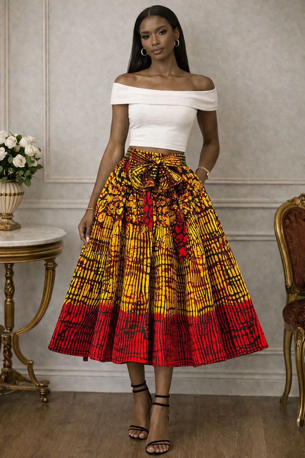 Midi Length Ankara Skirt