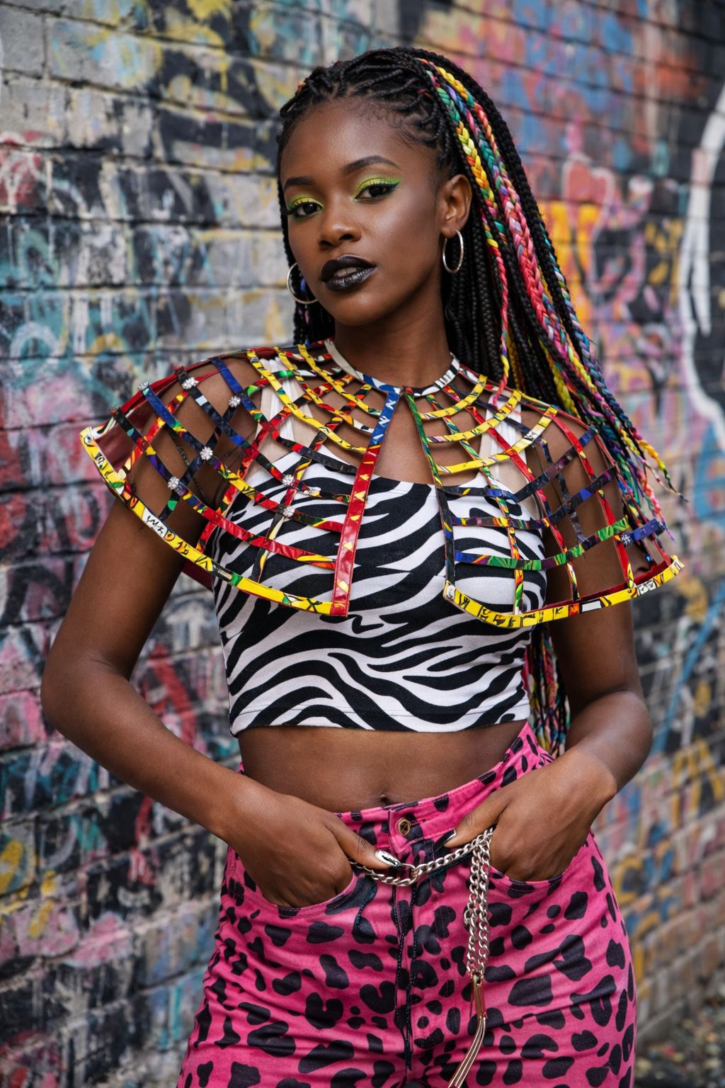 Small Ankara Cape Necklace, African Print Mesh Cap, Net Cape