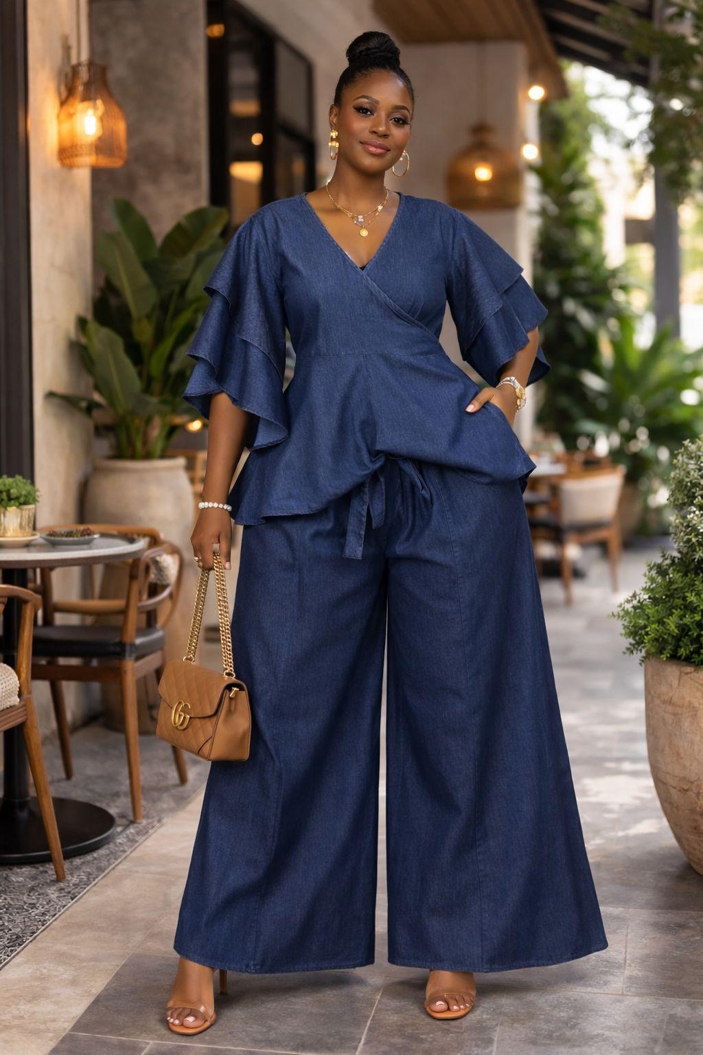 Denim Wrap Top