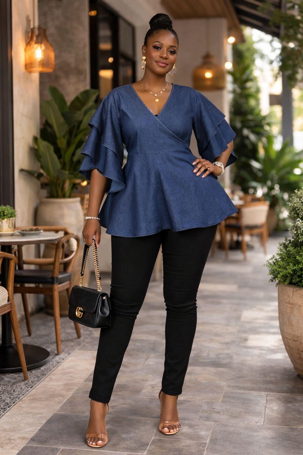 Denim Wrap Top