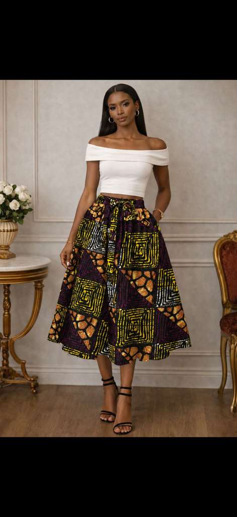 Midi Length Ankara Skirt