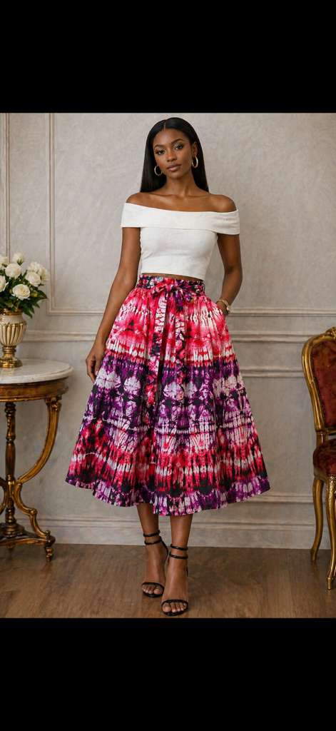 Midi Length Ankara Skirt