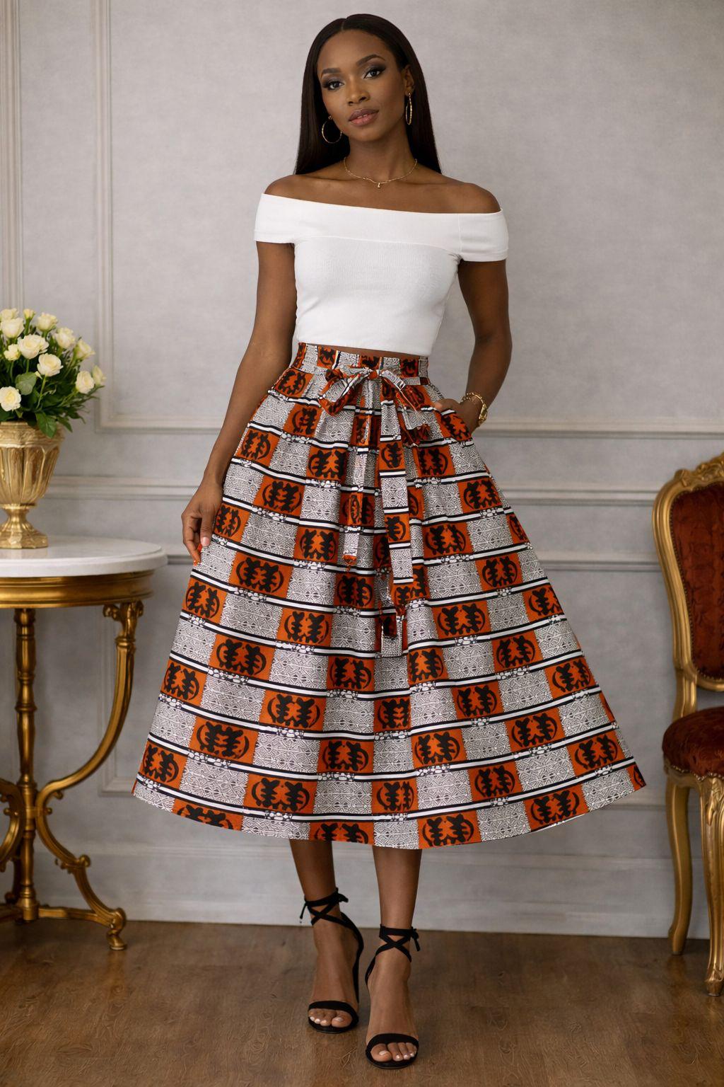 Midi Length Ankara Skirt