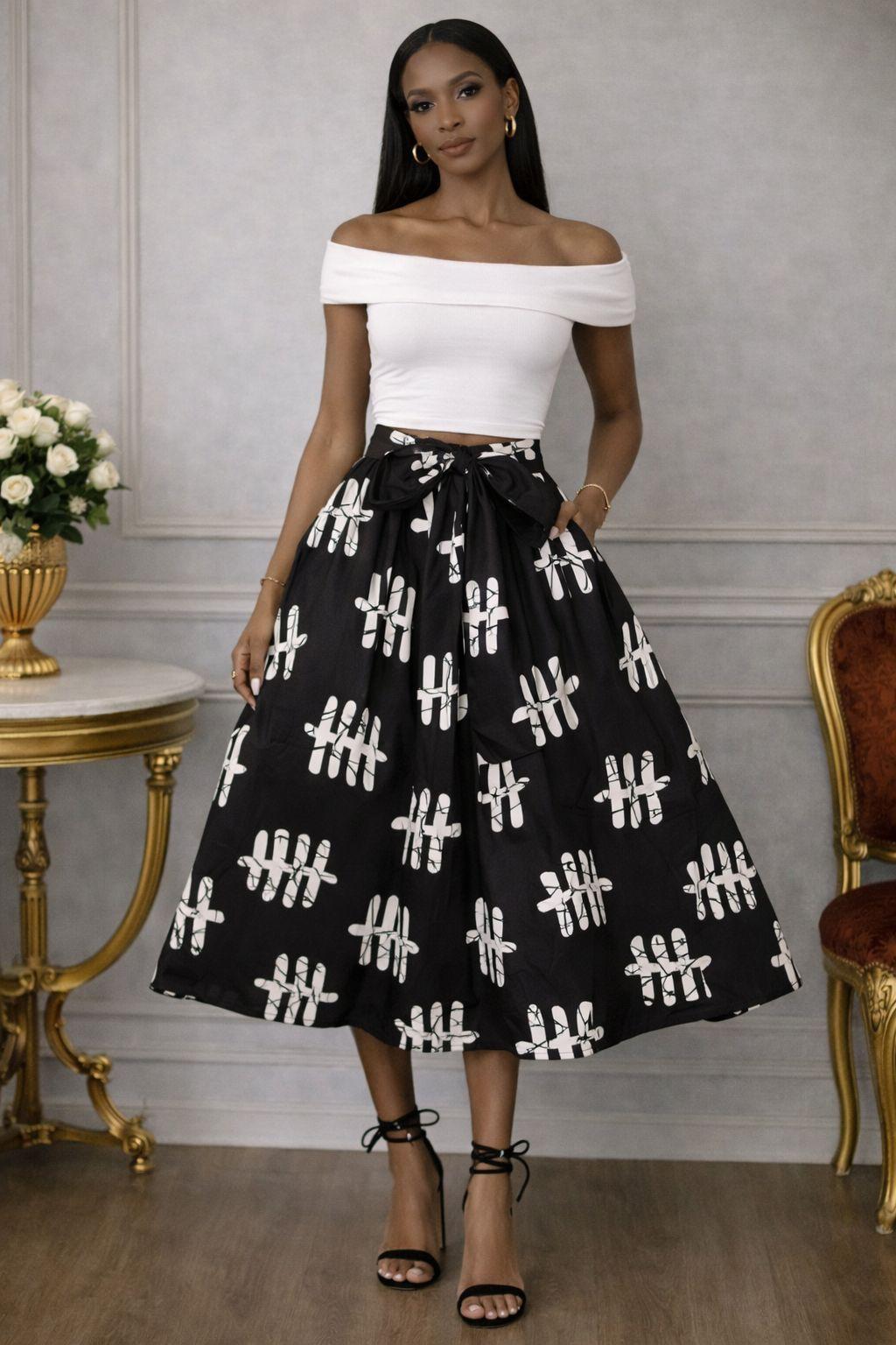 Midi Length Ankara Skirt