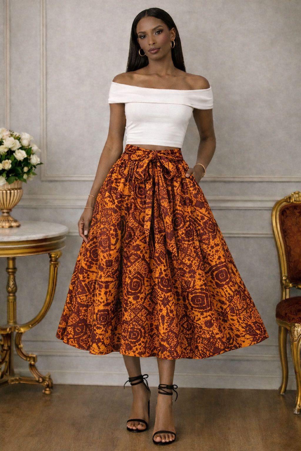 Midi Length Ankara Skirt