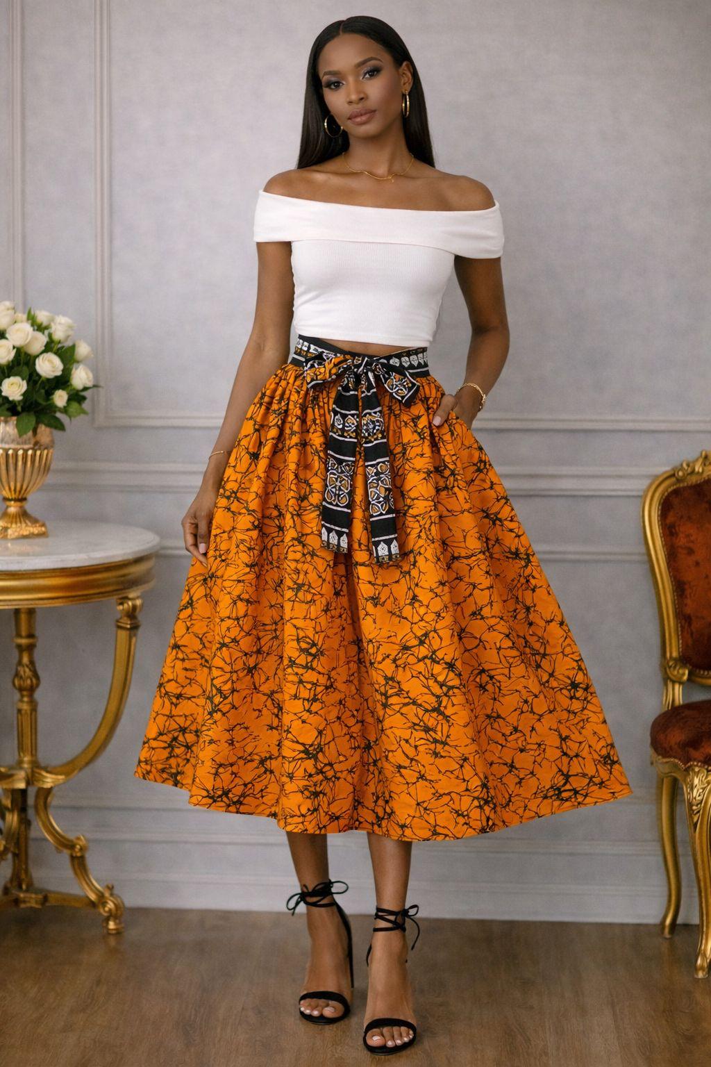 Midi Length Ankara Skirt
