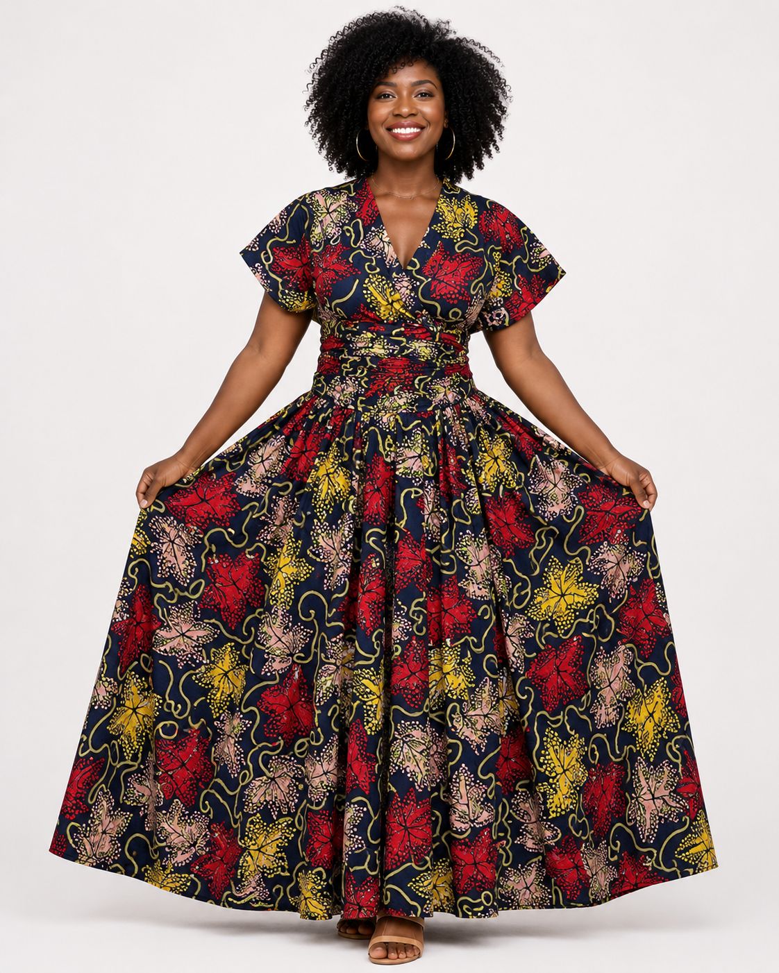 African Print Infinity Maxi Dress With Headwrap: Ankara Cotton Wrap Gown