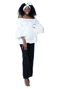 Off Shoulder Peplum Top with Bell Sleeves & Head Wrap