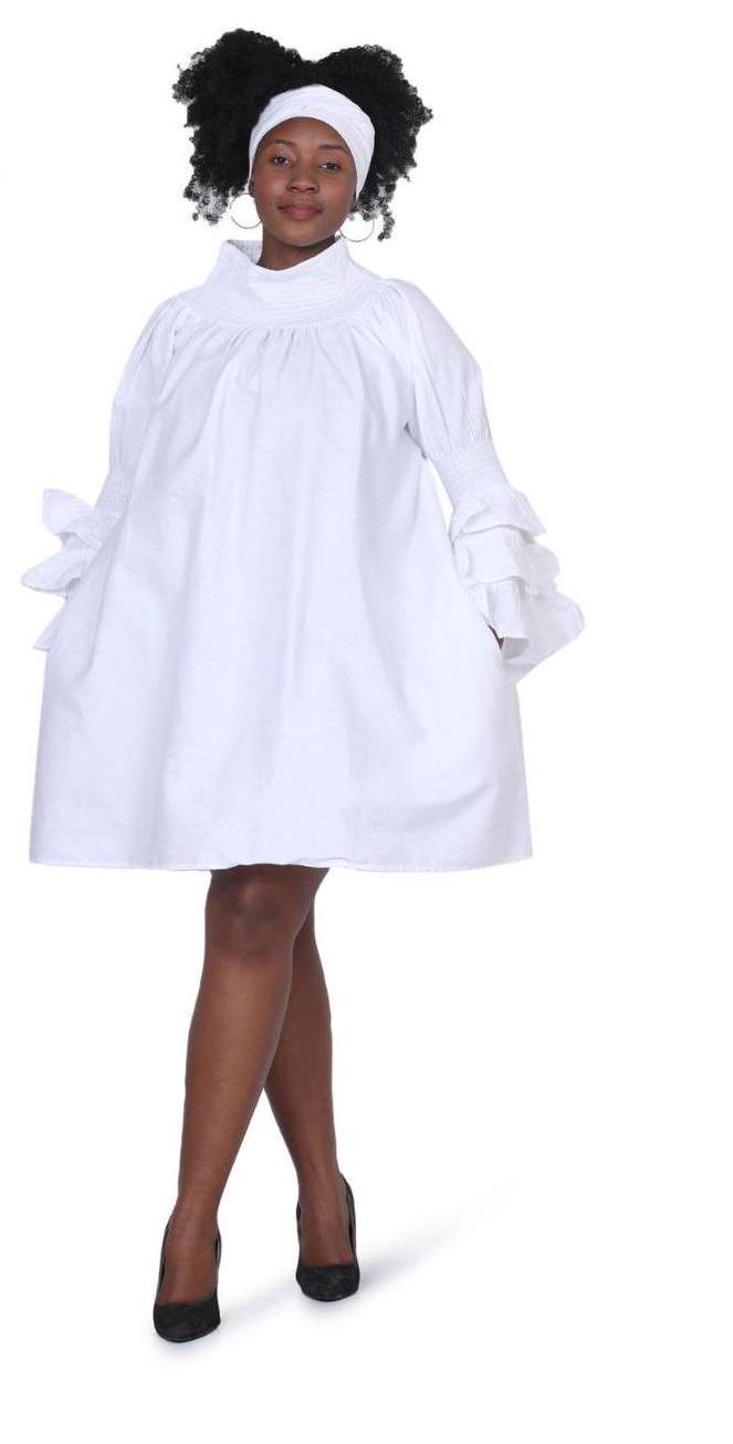 White Off-Shoulder Mini Dress: Bow Sleeves, Relaxed Fit