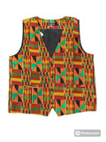 Men's Kente Print Vest: African Cotton Occasional Wear