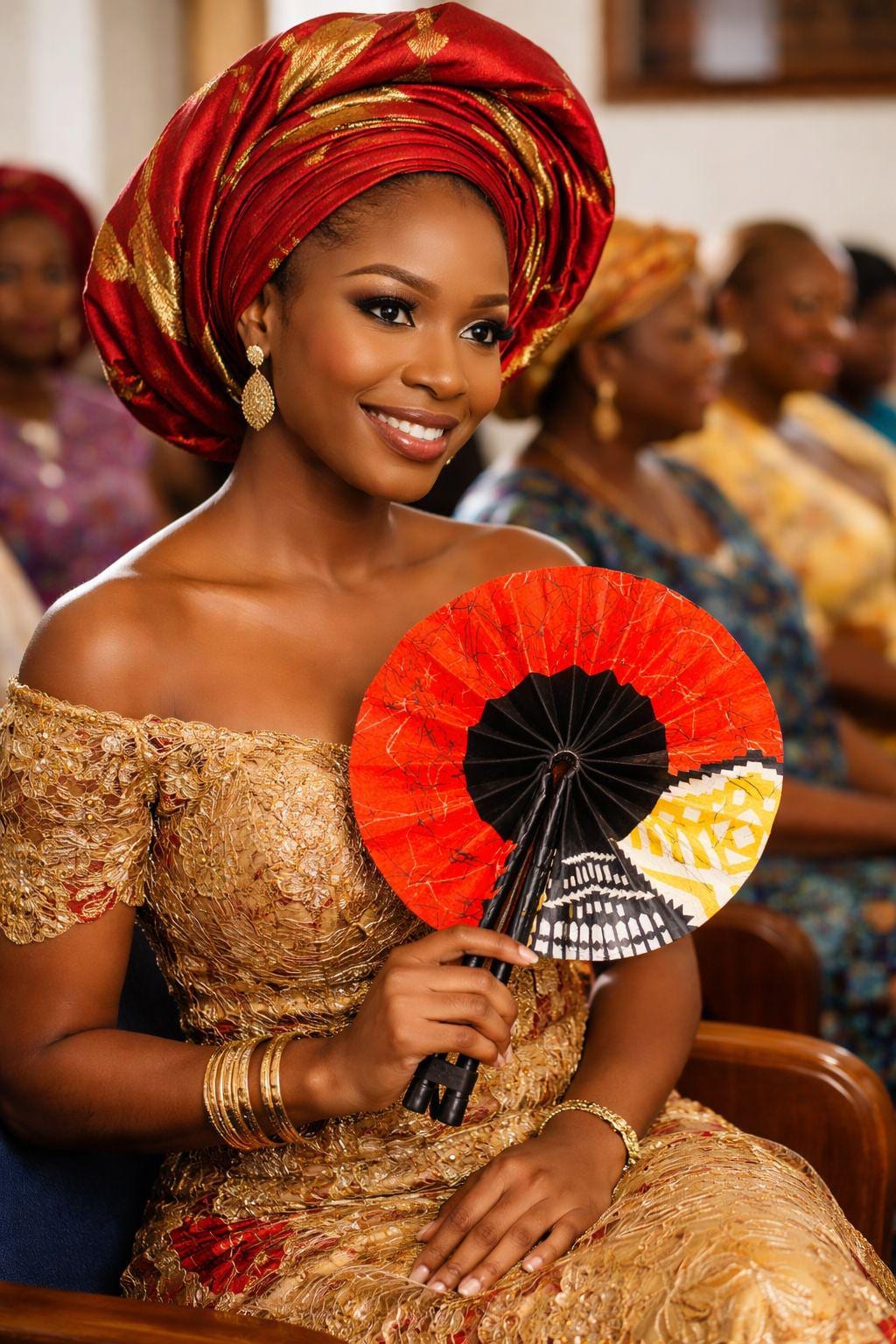 African Print Hand Fans: Assorted Bold Colors, Made in Ghana -(20pcs )