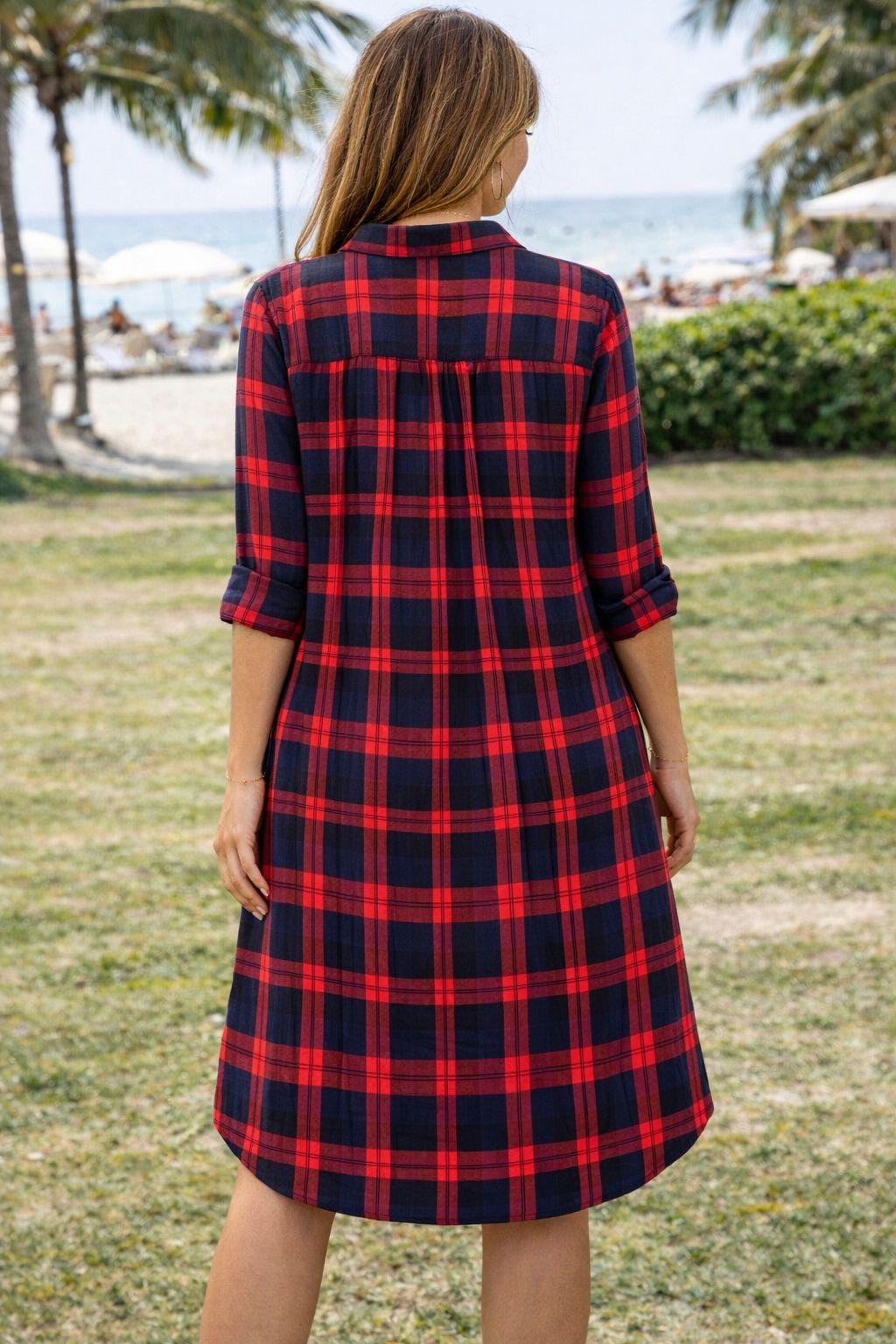 Women Check Shirt Dress